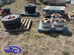 8- PJ Trailer Rims W/ 2 Tires Cracked & Worn