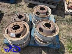 8- PJ Trailer Rims W/ 2 Tires Cracked & Worn