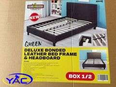 Deluxe Bonded Queen Leather Bed Frame & Headboard