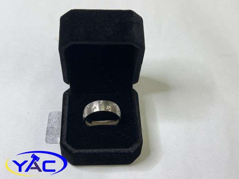 New Platinum Plated 8.0mm Man's Ring - Size 10