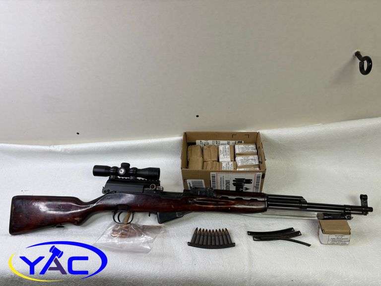 SKS RUSSIAN 7.6-39 W/ 4 POWER SCOPE & AMMUNITION BN3160