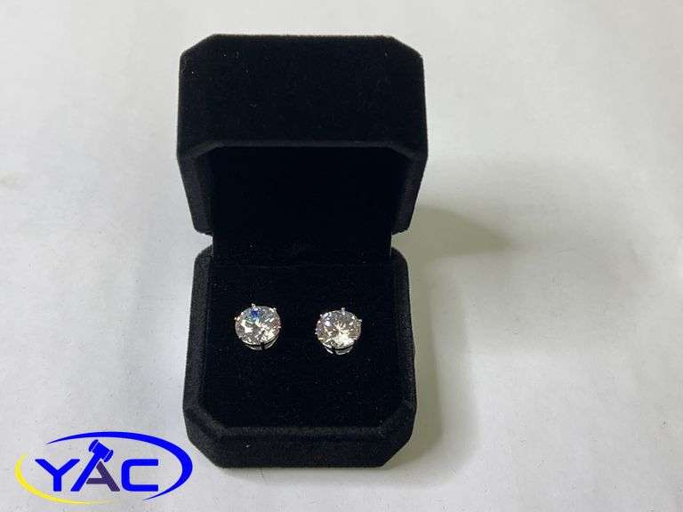 New Platinum Plated 4.0ct (Each) - Simulated Diamond Stud Earrings