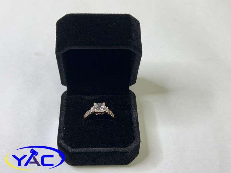 New 18K Gold Plated 2.0ct Princess Cut Chanel Ring - Size 7