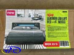 King Leather LED Lift Bed W/ Music
