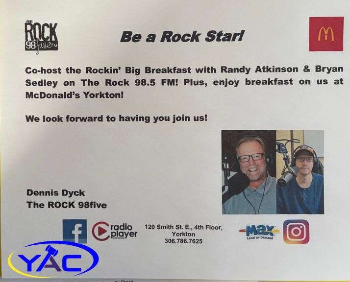 Be A Rock Star W/ The Rock 98.5 FM! On The Rockin' Big Breakfast
