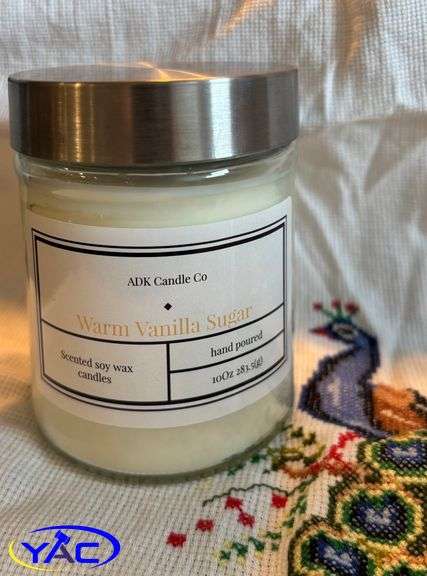 Scented 10 Oz Soy Wax Candle In Warm Vanilla Sugar
