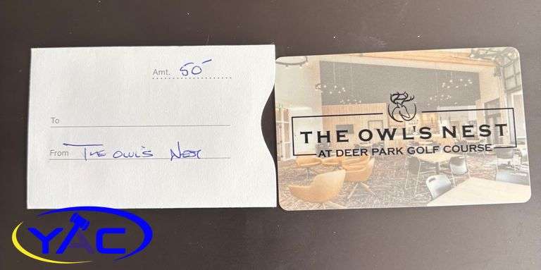 $50 Gift Certificate From The Owl’s Nest At Deer Park Golf Course