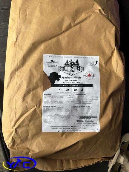 18kg Bag Of Poncho’s Kibble Dog Food From Ostlund Falls Farms Value $49