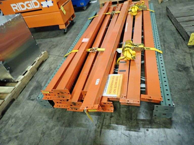 Lot of (10) Conway Cross Beams with (2) Pallet Rack Up Rights - Yellow ...