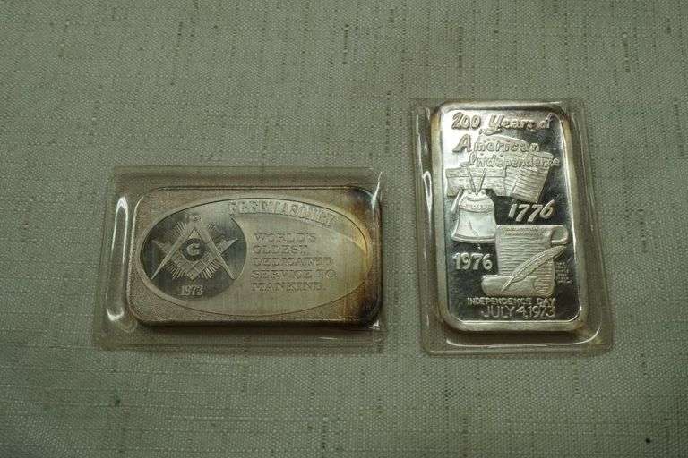Lot of (2) 1 Troy Ounce Silver Bars
