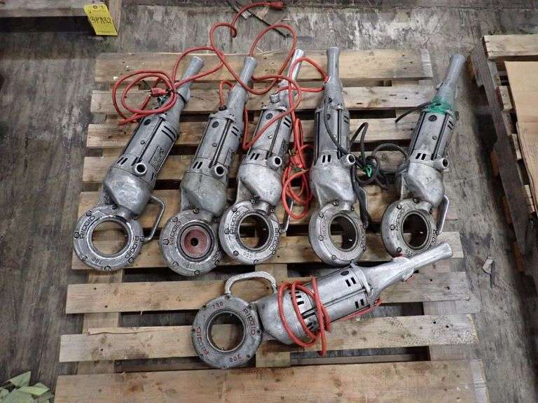 Lot of (6) Ridgid Power Drive Hand Held Pipe Threading Machines