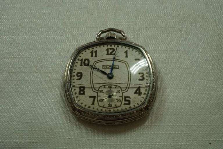 14k White Gold Filled Waltham Pocketwatch