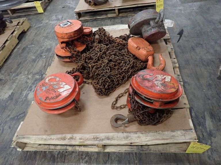 Lot of (4) CM Chain Hoists