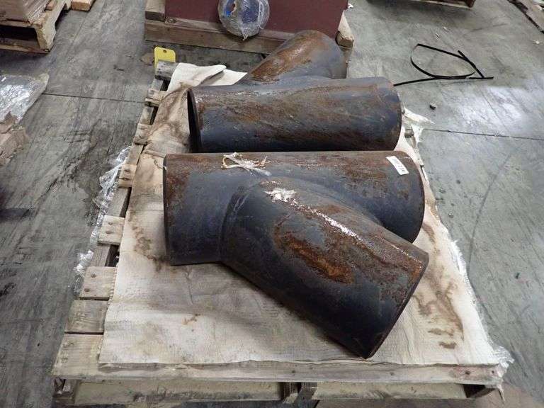 Lot of (2) Steel Pipe Y-Fittings