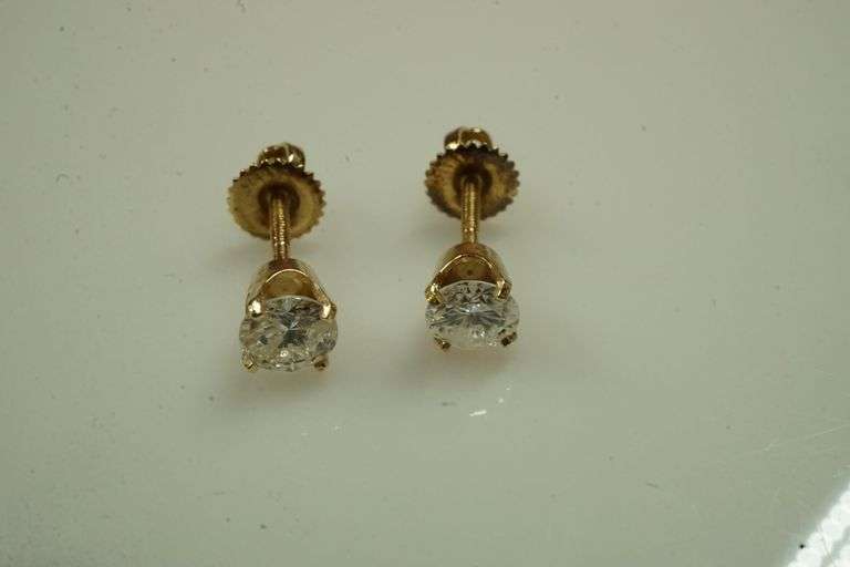 Set of 14k Yellow Gold Earrings w/Diamonds