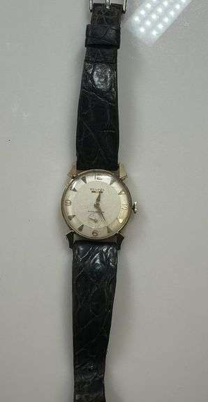 14k Yellow Gold Benrus Watch w/Brown Band