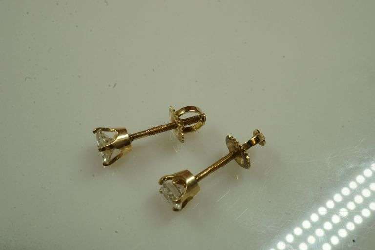 Set of 14k Yellow Gold Earrings w/Diamonds