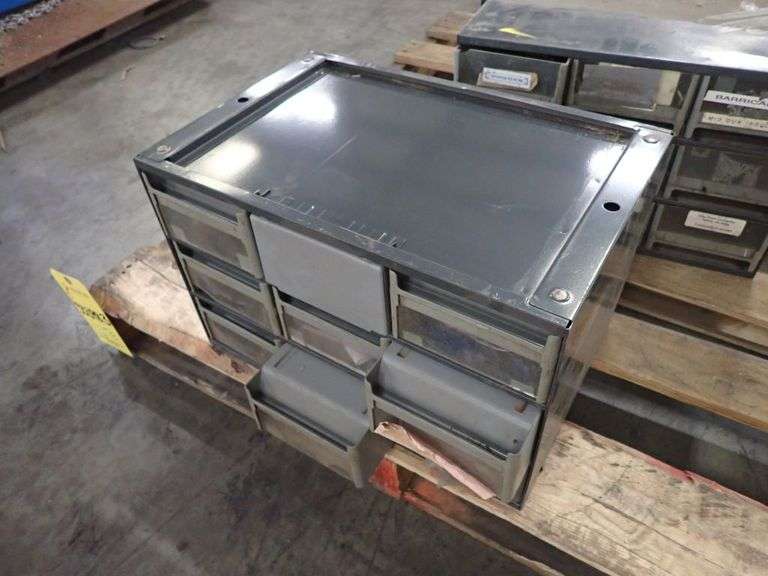 Lot of (3) 9-Drawer Storage Cabinets with Components