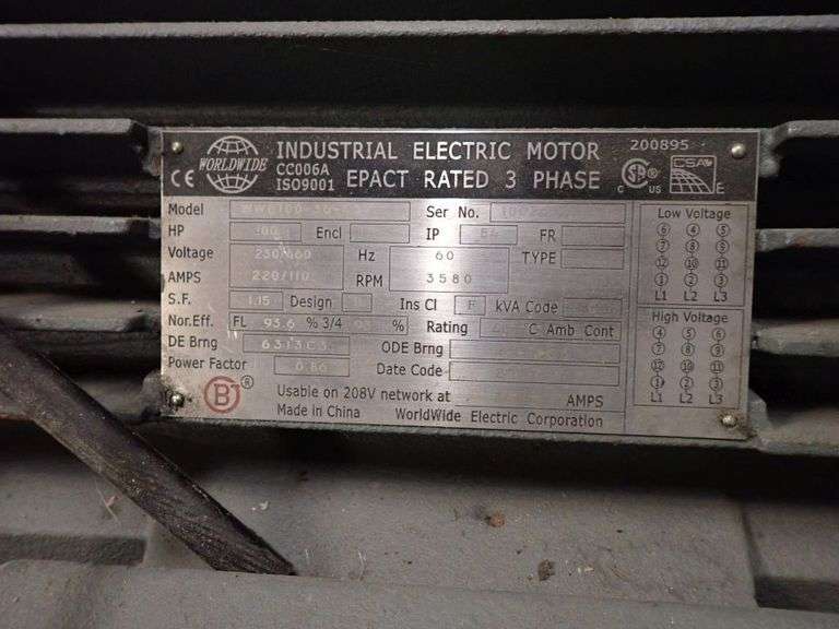Worldwide 100 HP Industrial Electric Motor