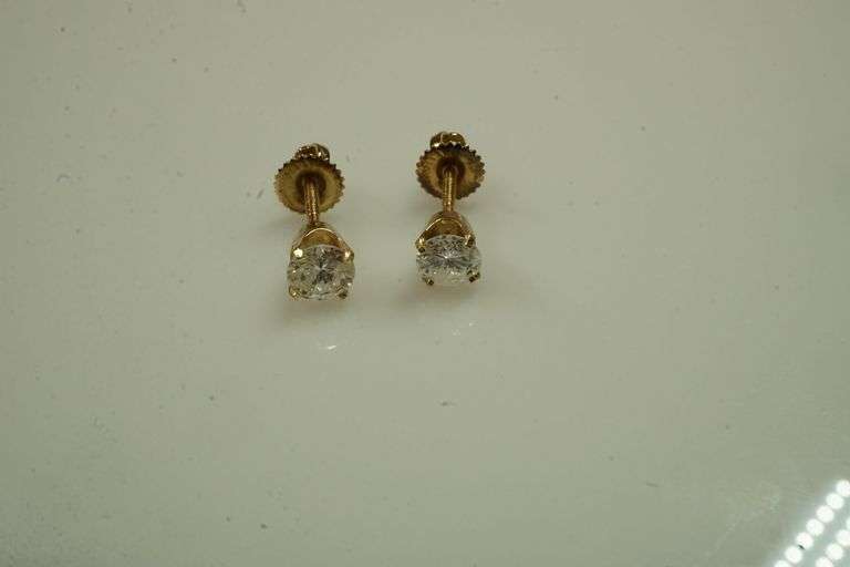 Set of 14k Yellow Gold Earrings w/Diamonds