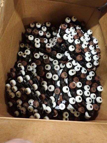 Lot of (3) Roller Chains and (1) Box of Wheels