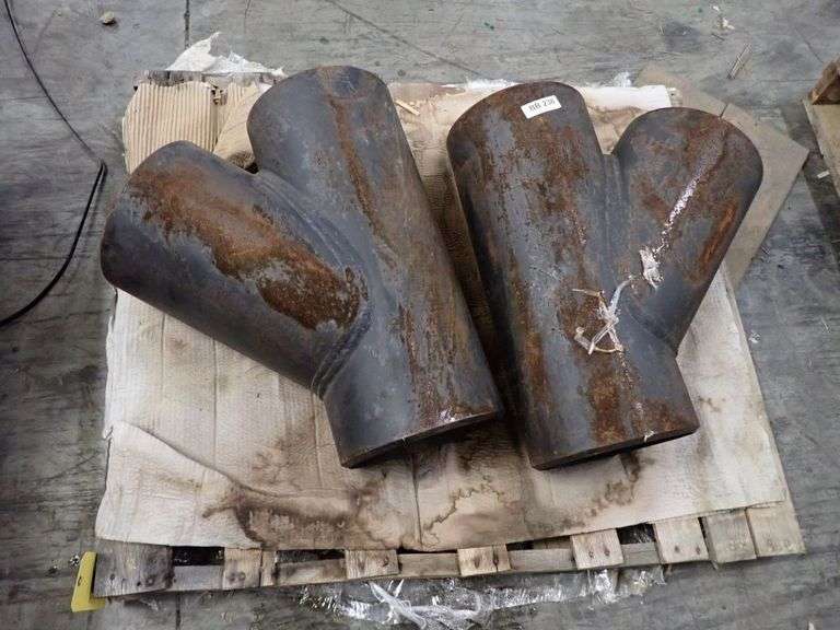Lot of (2) Steel Pipe Y-Fittings