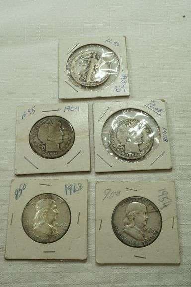 Lot of (5) US Half Dollars