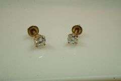 Set of 14k Yellow Gold Earrings w/Diamonds