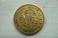 1875 Deutsches Reich 20 Mark Prussian Gold Coin