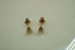 Set of 14k Yellow Gold Earrings w/Diamonds