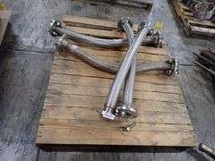 Lot of (4) Stainless Steel Flexible Metal Hose with Flanged End