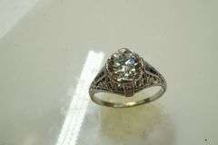 Platinum Ring w/Diamond & Synthetic Sapphires