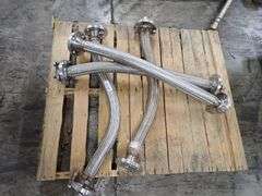 Lot of (4) Stainless Steel Flexible Metal Hose with Flanged End