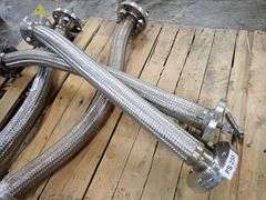 Lot of (4) Stainless Steel Flexible Metal Hose with Flanged End