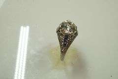Platinum Ring w/Diamond & Synthetic Sapphires