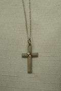 14k White Gold Necklace w/14k White Gold Cross Pendant