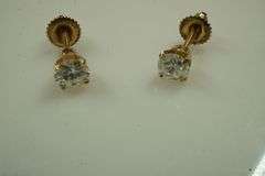 Set of 14k Yellow Gold Earrings w/Diamonds