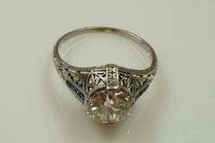 Platinum Ring w/Diamond & Synthetic Sapphires