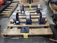 Lot of (5) Rigid Casters with Mounting Plate