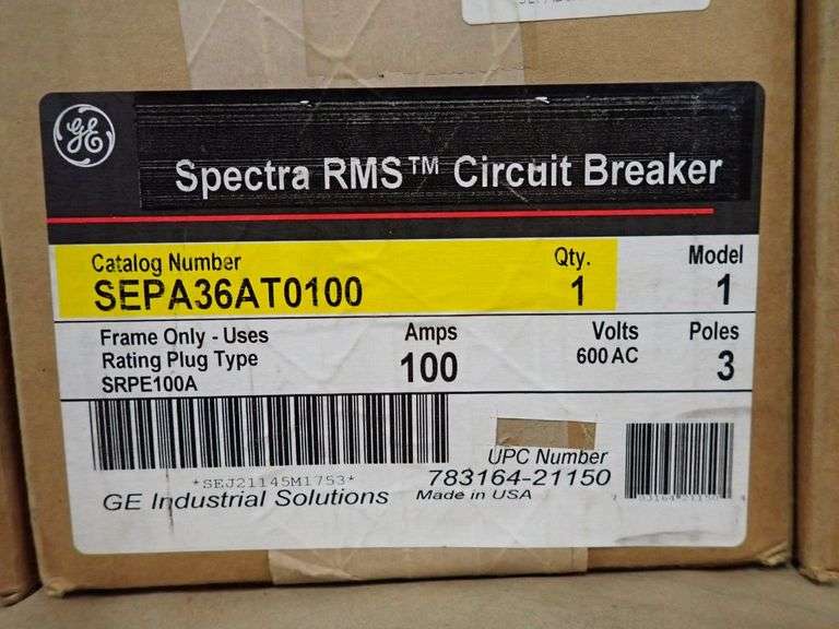 Lot of (8) GE 100A Spectra Circuit Breakers Yellow Tag Auctions