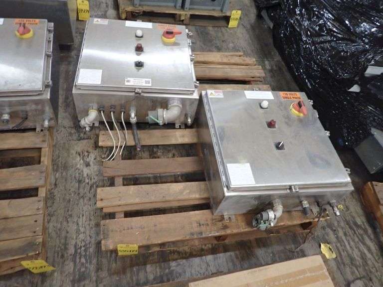 Lot of (2) Hoffman Control Panel Enclosures with Components - Yellow ...