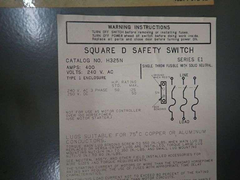 Square D 400A Heavy Duty Safety Switch