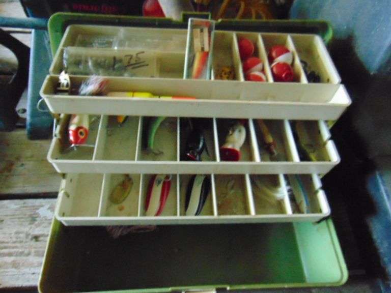 WEIGHTS AND TACKLE BOX W CONTENTS