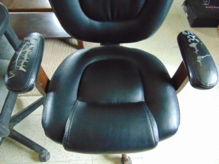 3 OFFICE CHAIRS 2 TORN ARM