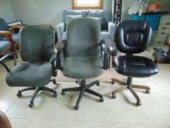3 OFFICE CHAIRS 2 TORN ARM
