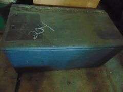 WOOD CHEST AND TRUNK W CONTENTS