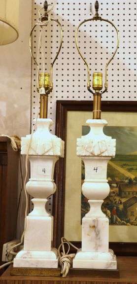 PAIR OF MARBLE LAMPS
