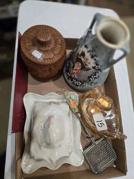 BUTTER DISH, DUCK ON NEST, CERAMIC VASE