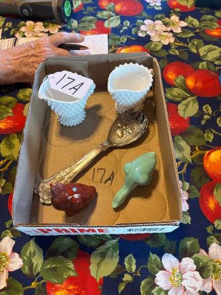 DECORATIVE SPOON & FORK, FENTON CREAMERS, DUCKS