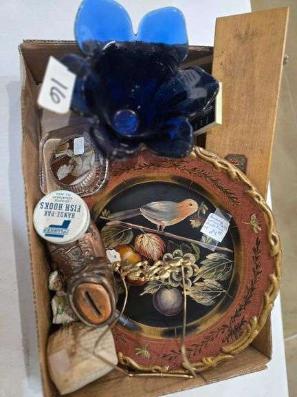 BIRD PLATE, MICRO METER SET, BLUE VASE, BANK